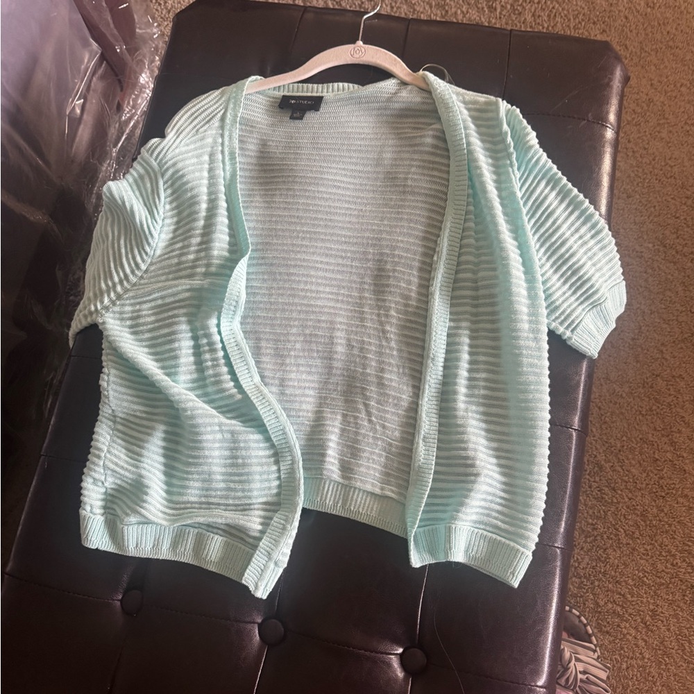 - AB studio mint colored shrug size L in EUC